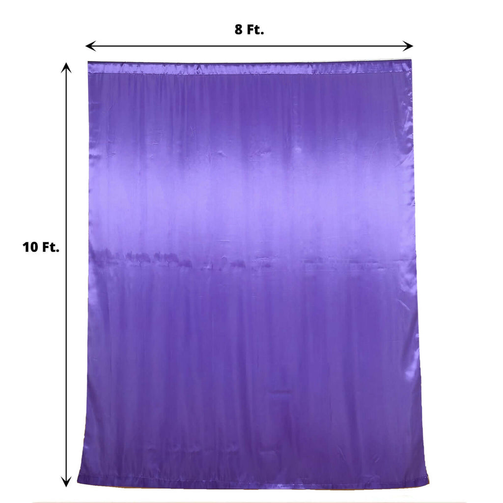 8ftx10ft Purple Satin Event Curtain Drapes, Backdrop Event Panel - Bell Racket Store