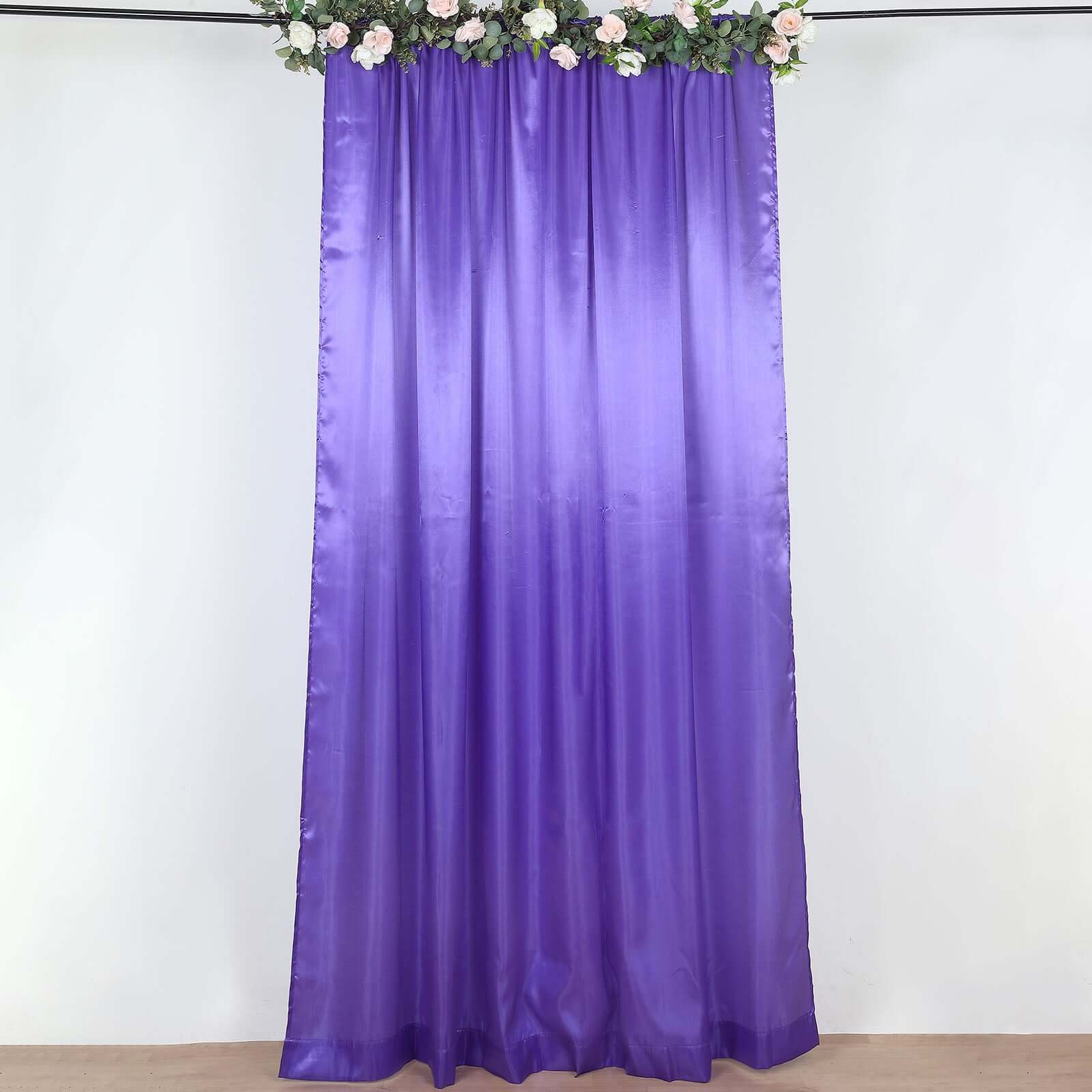 8ftx10ft Purple Satin Event Curtain Drapes, Backdrop Event Panel - Bell Racket Store