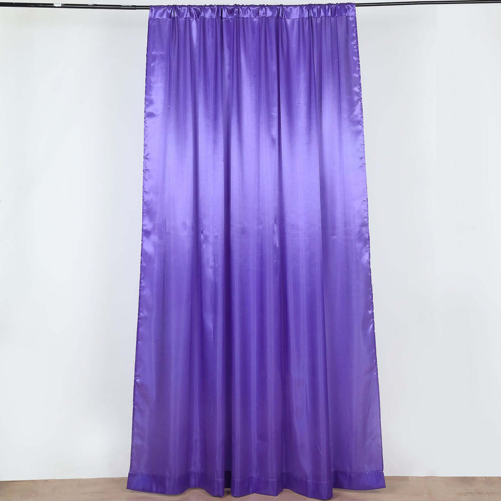 8ftx10ft Purple Satin Event Curtain Drapes, Backdrop Event Panel - Bell Racket Store