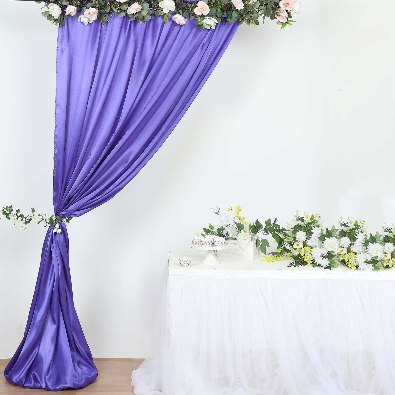 8ftx10ft Purple Satin Event Curtain Drapes, Backdrop Event Panel - Bell Racket Store