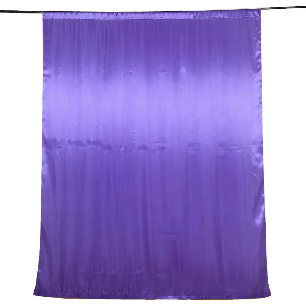 8ftx10ft Purple Satin Event Curtain Drapes, Backdrop Event Panel - Bell Racket Store