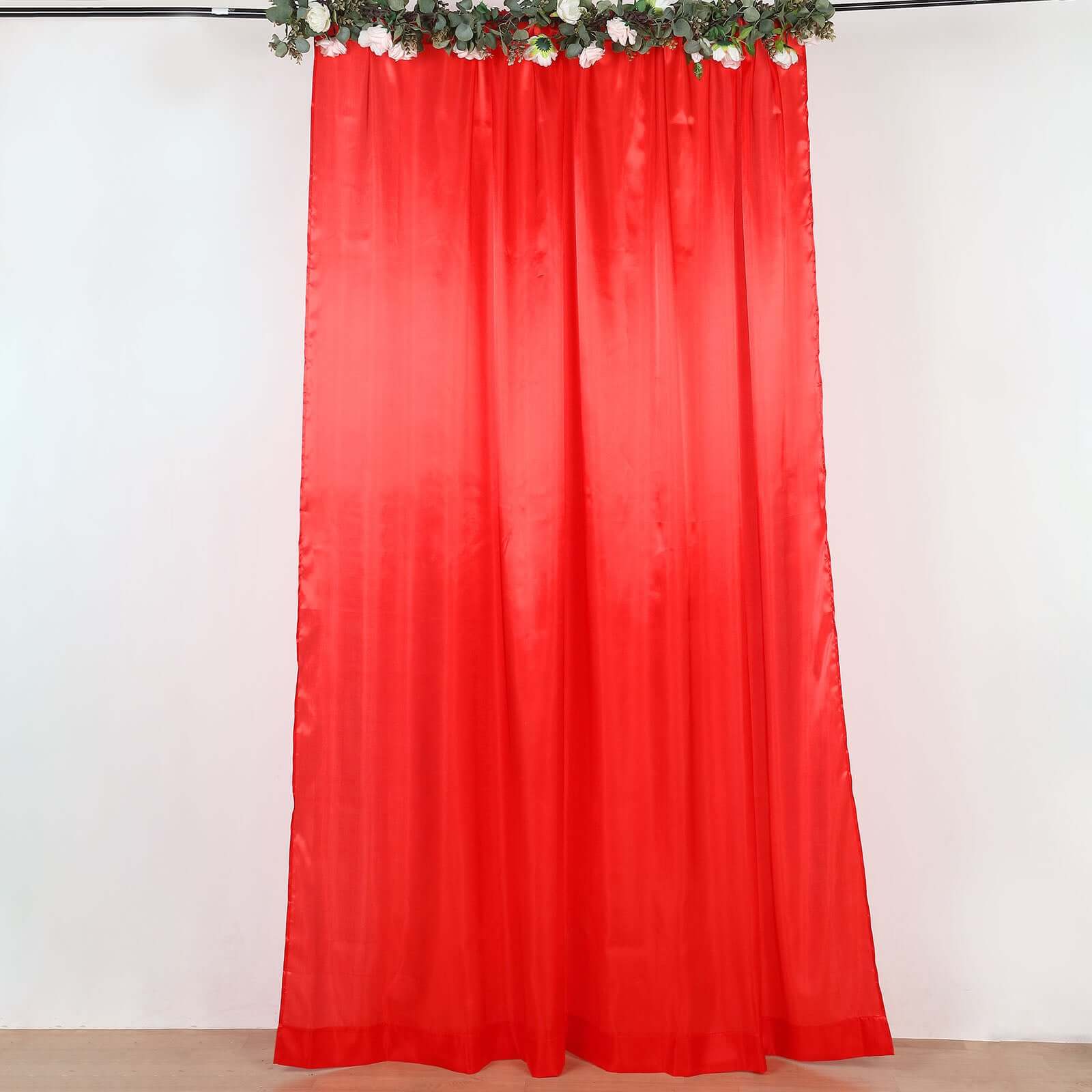 8ftx10ft Red Satin Event Curtain Drapes, Backdrop Event Panel - Bell Racket Store