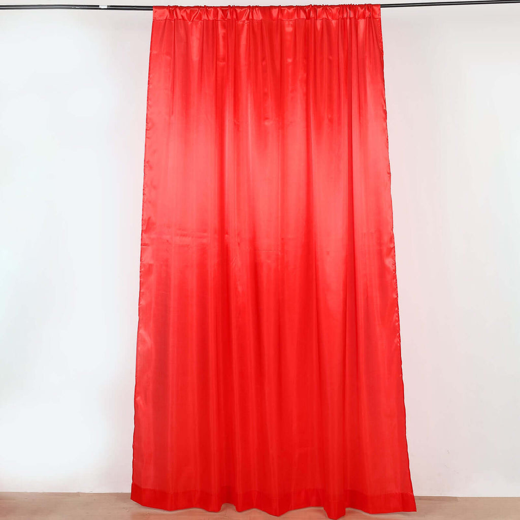 8ftx10ft Red Satin Event Curtain Drapes, Backdrop Event Panel - Bell Racket Store