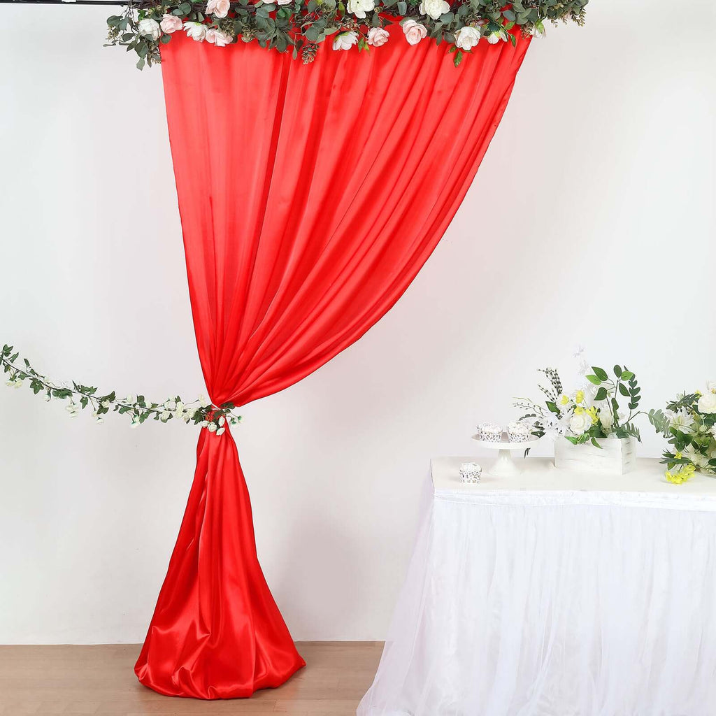 8ftx10ft Red Satin Event Curtain Drapes, Backdrop Event Panel - Bell Racket Store