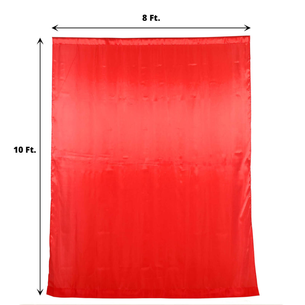 8ftx10ft Red Satin Event Curtain Drapes, Backdrop Event Panel - Bell Racket Store