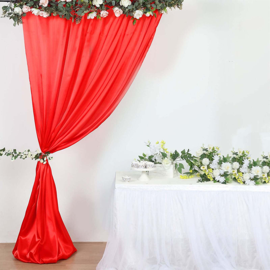 8ftx10ft Red Satin Event Curtain Drapes, Backdrop Event Panel - Bell Racket Store