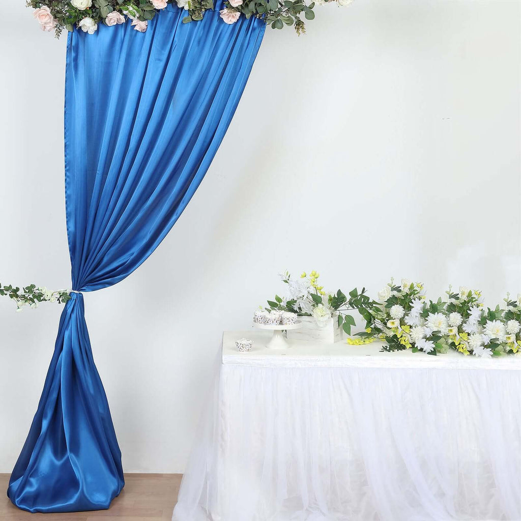 8ftx10ft Royal Blue Satin Event Curtain Drapes, Backdrop Event Panel - Bell Racket Store