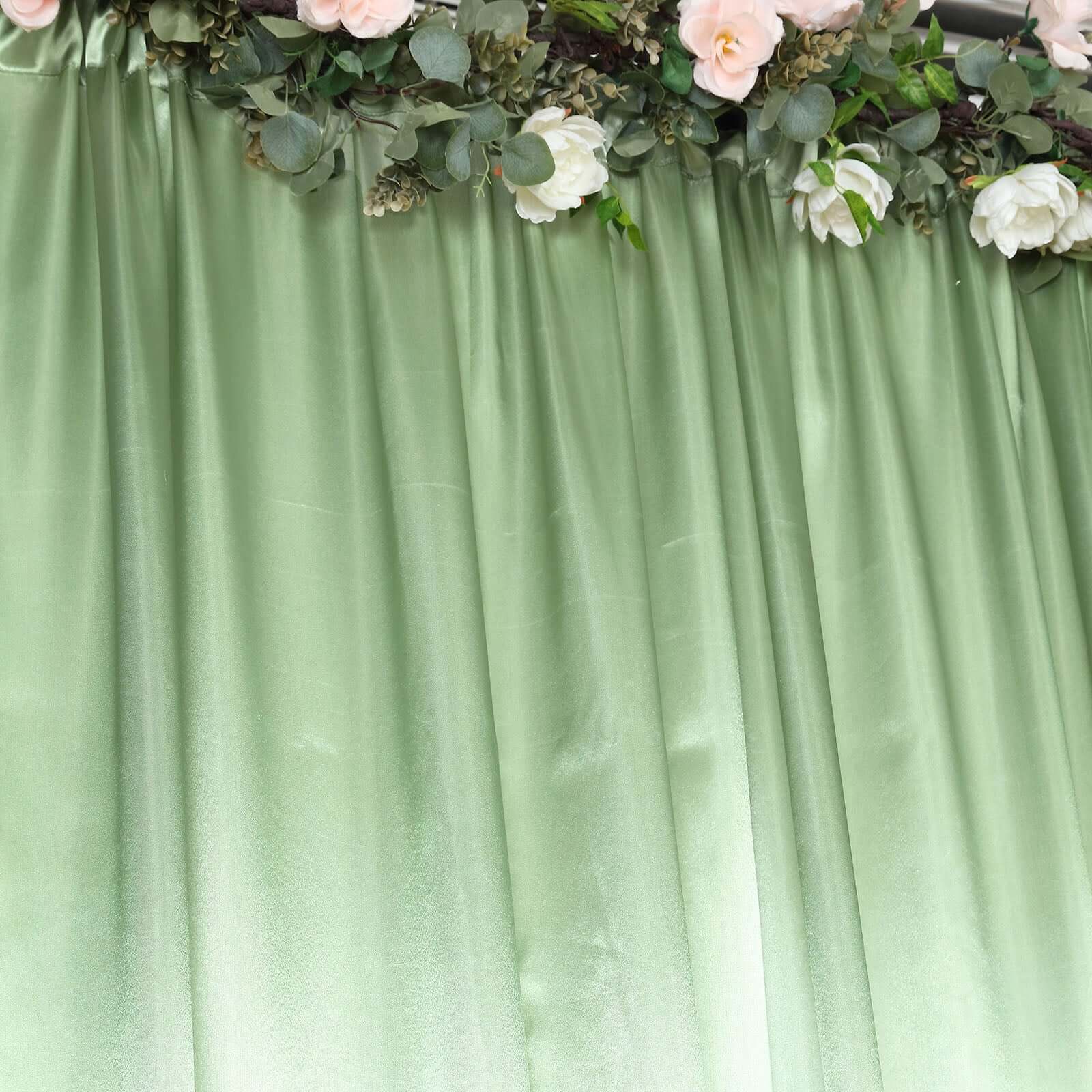 8ftx10ft Sage Green Satin Event Curtain Drapes, Backdrop Event Panel - Bell Racket Store