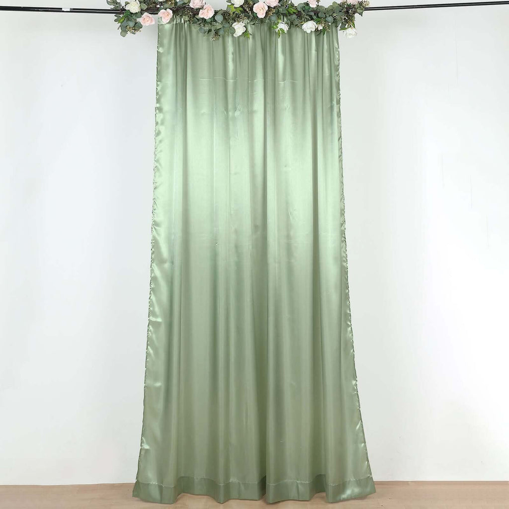 8ftx10ft Sage Green Satin Event Curtain Drapes, Backdrop Event Panel - Bell Racket Store