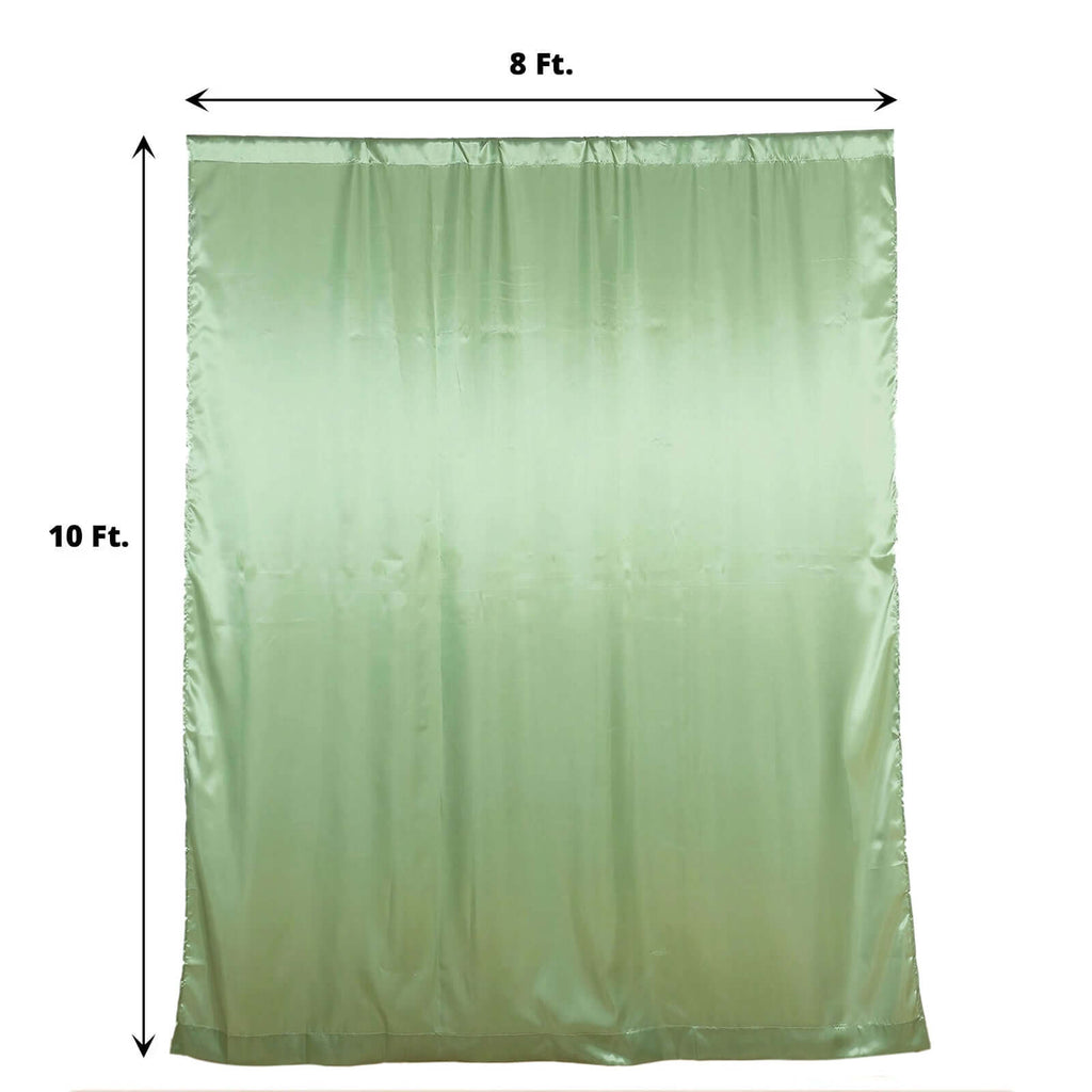 8ftx10ft Sage Green Satin Event Curtain Drapes, Backdrop Event Panel - Bell Racket Store
