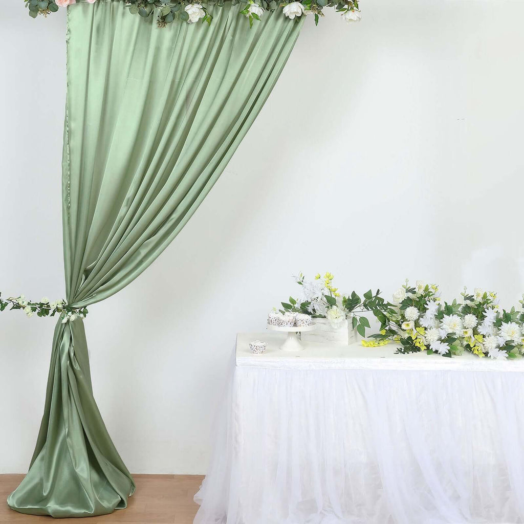 8ftx10ft Sage Green Satin Event Curtain Drapes, Backdrop Event Panel - Bell Racket Store