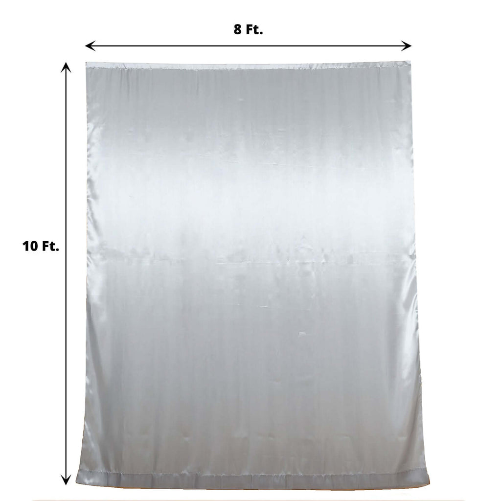 8ftx10ft Silver Satin Event Curtain Drapes, Backdrop Event Panel - Bell Racket Store