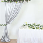 8ftx10ft Silver Satin Event Curtain Drapes, Backdrop Event Panel - Bell Racket Store