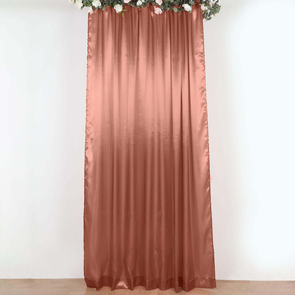 8ftx10ft Terracotta (Rust) Satin Event Curtain Drapes, Backdrop Event Panel - Bell Racket Store