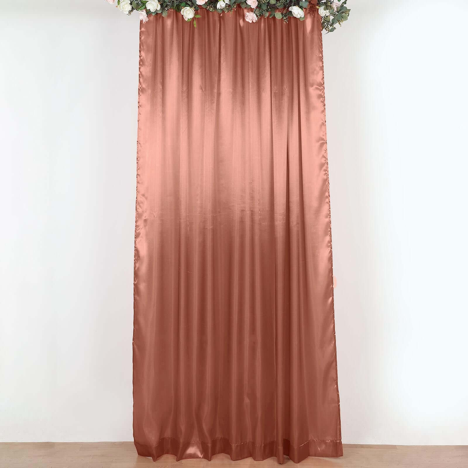 8ftx10ft Terracotta (Rust) Satin Event Curtain Drapes, Backdrop Event Panel - Bell Racket Store