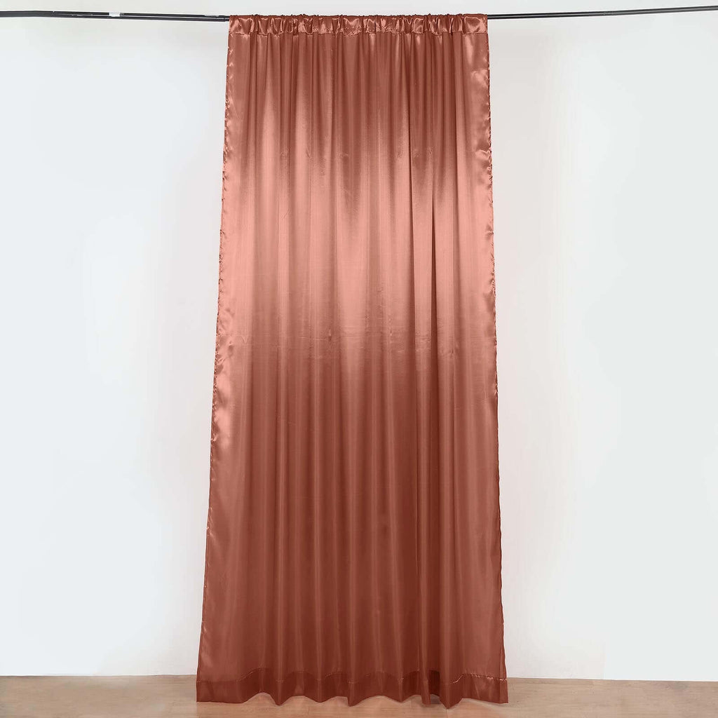 8ftx10ft Terracotta (Rust) Satin Event Curtain Drapes, Backdrop Event Panel - Bell Racket Store