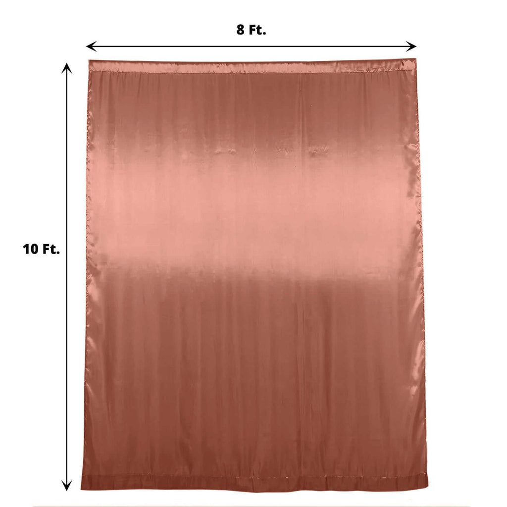 8ftx10ft Terracotta (Rust) Satin Event Curtain Drapes, Backdrop Event Panel - Bell Racket Store