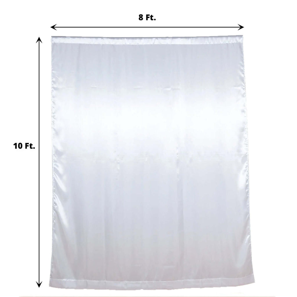 8ftx10ft White Satin Event Curtain Drapes, Backdrop Event Panel - Bell Racket Store