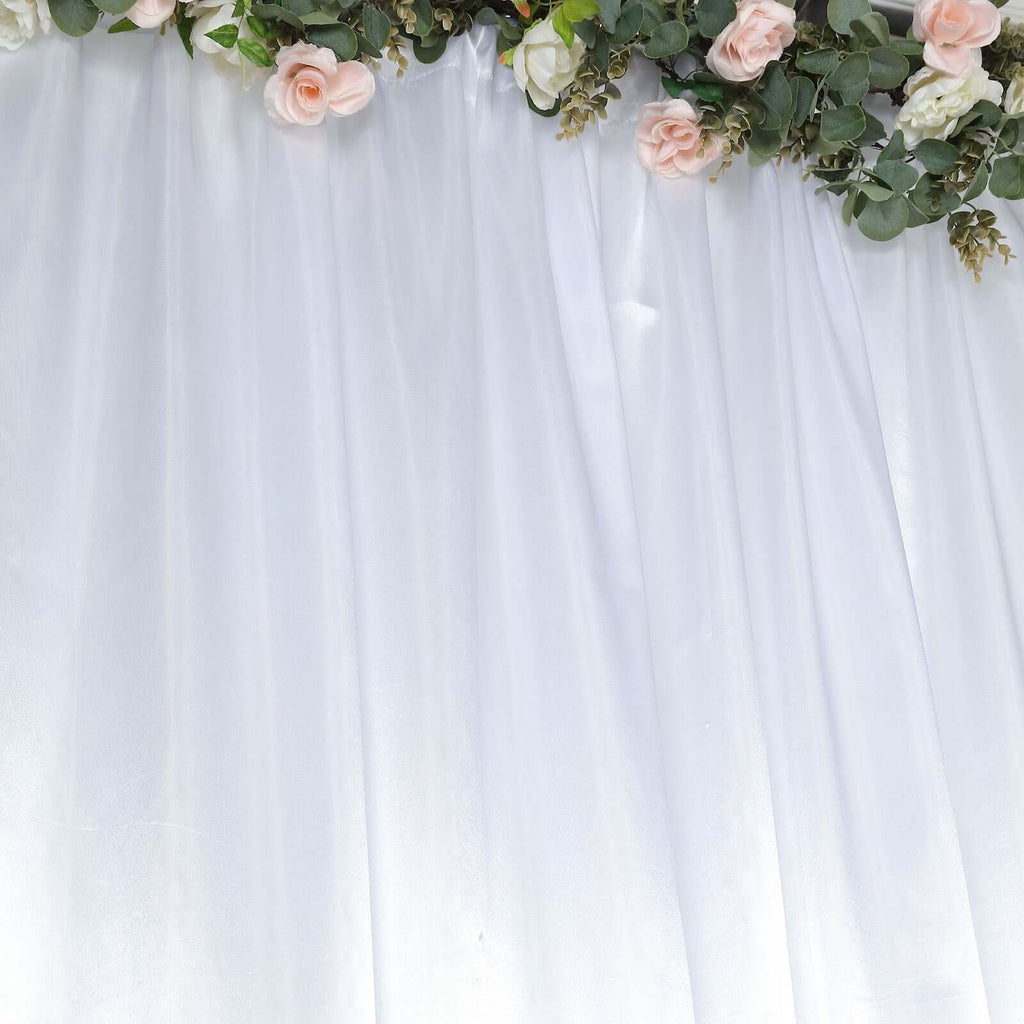 8ftx10ft White Satin Event Curtain Drapes, Backdrop Event Panel - Bell Racket Store