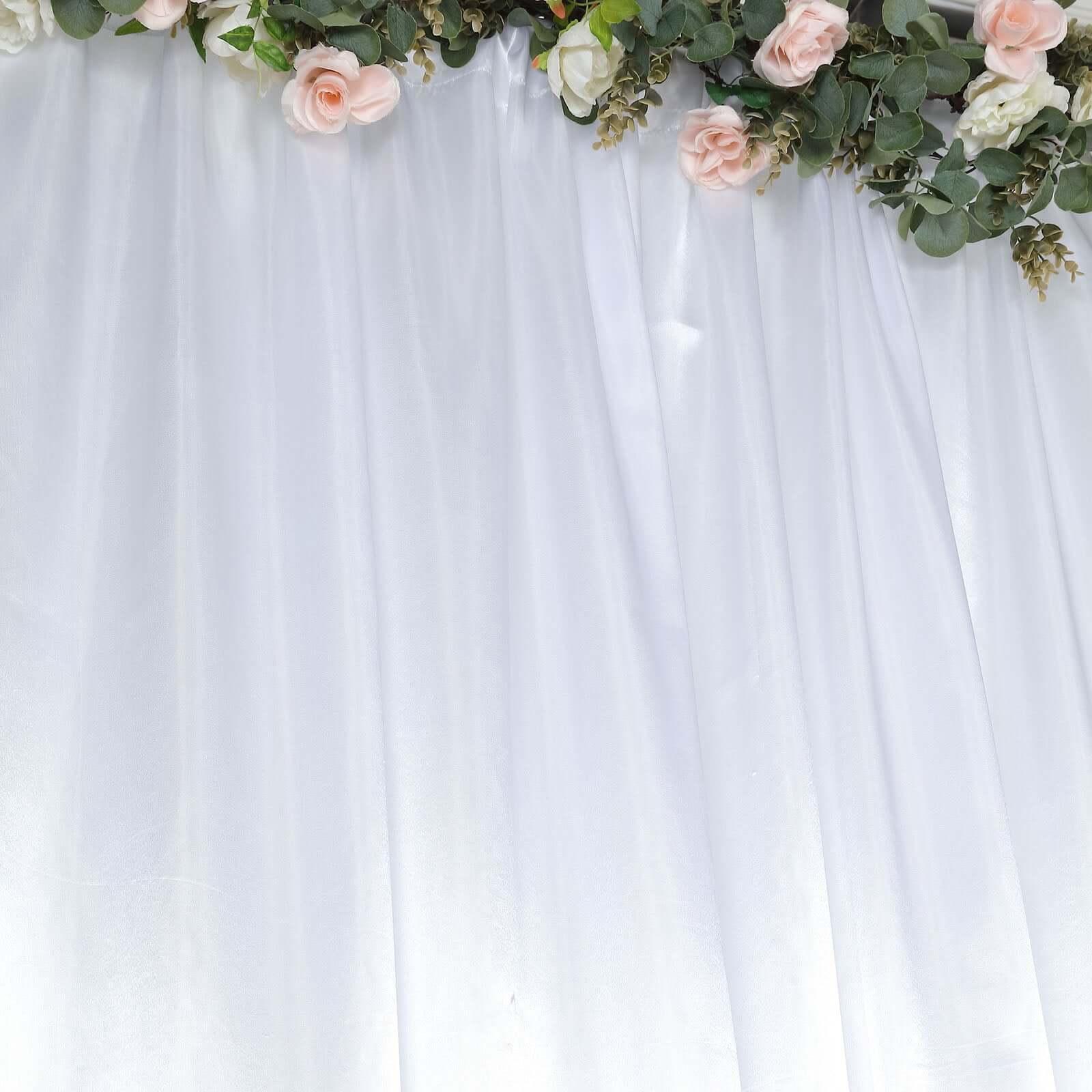 8ftx10ft White Satin Event Curtain Drapes, Backdrop Event Panel - Bell Racket Store