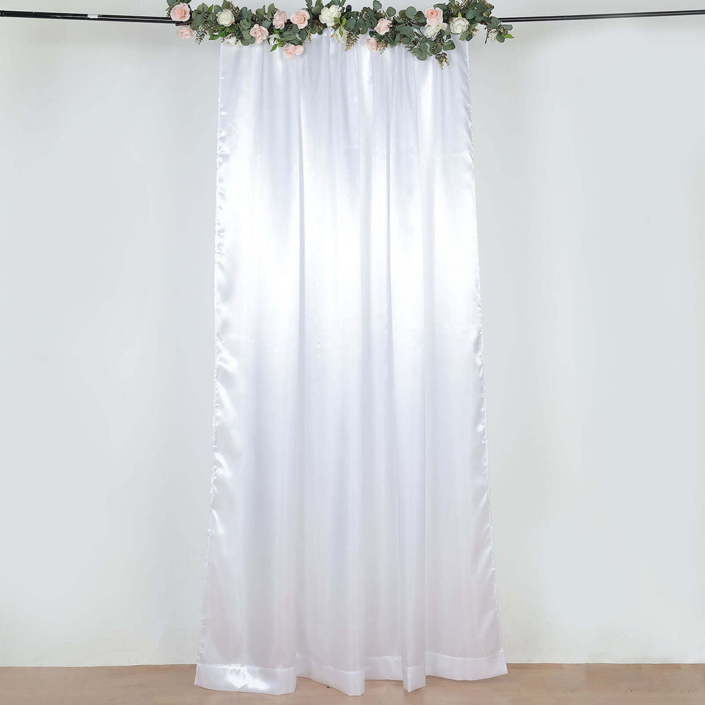 8ftx10ft White Satin Event Curtain Drapes, Backdrop Event Panel - Bell Racket Store