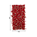 8ftx4ft Roll Up Artificial Flower Wall Panel Backdrop with Red Silk Roses & Baby's Breath - Bell Racket Store