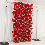 8ftx4ft Roll Up Artificial Flower Wall Panel Backdrop with Red Silk Roses & Baby's Breath - Bell Racket Store