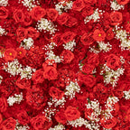 8ftx4ft Roll Up Artificial Flower Wall Panel Backdrop with Red Silk Roses & Baby's Breath - Bell Racket Store
