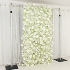 8ftx4ft Roll Up Artificial Flower Wall Panel Backdrop with White Silk Roses & Baby's Breath - Bell Racket Store