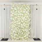 8ftx4ft Roll Up Artificial Flower Wall Panel Backdrop with White Silk Roses & Baby's Breath - Bell Racket Store