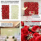 8ftx4ft Roll Up Artificial Flower Wall Panel Backdrop with White Silk Roses & Baby's Breath - Bell Racket Store