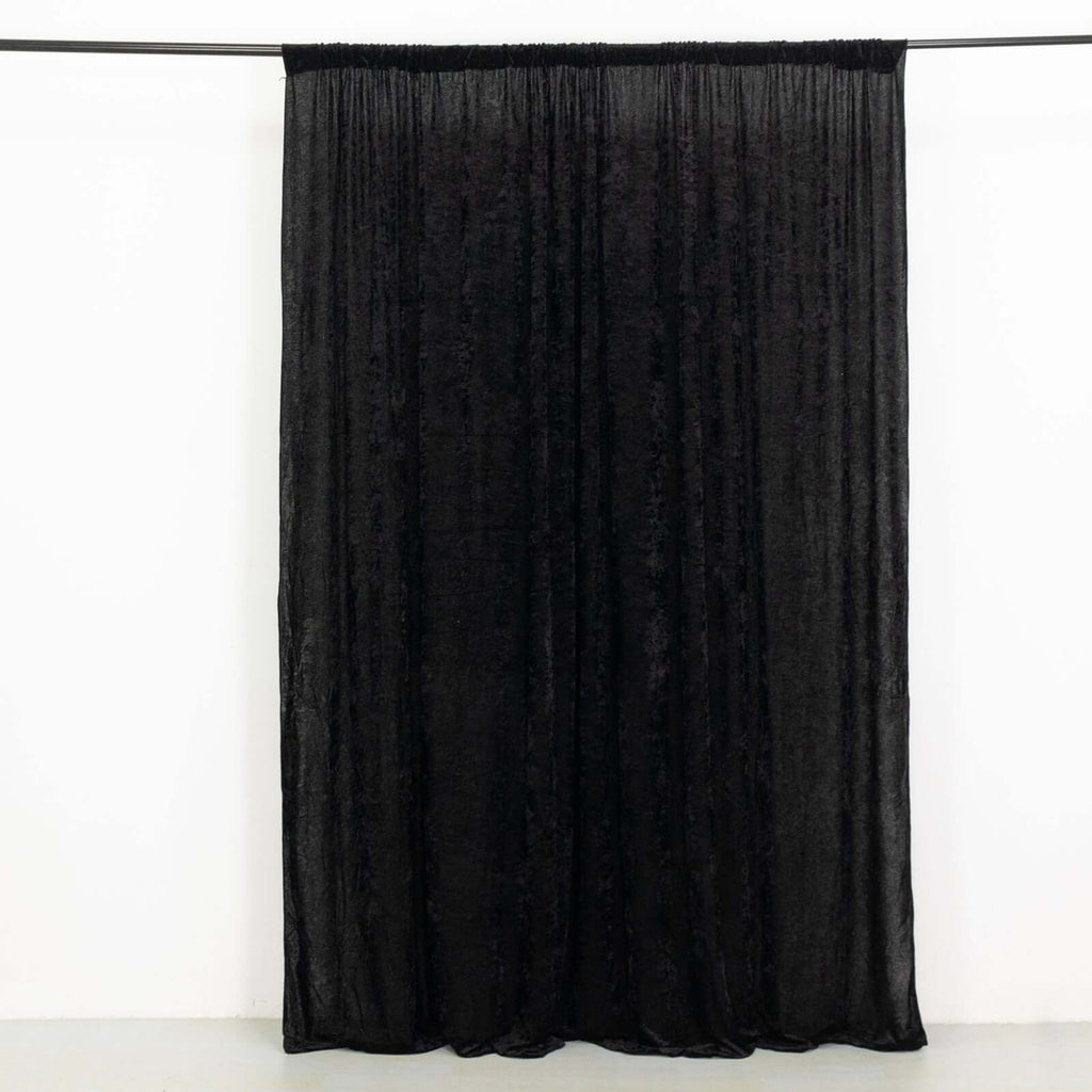 Black Crushed Velvet Backdrop Curtain â€“ 8ft x 8ft Event Drape with Rod Pocket, Privacy Panel for Photo Booths & Events