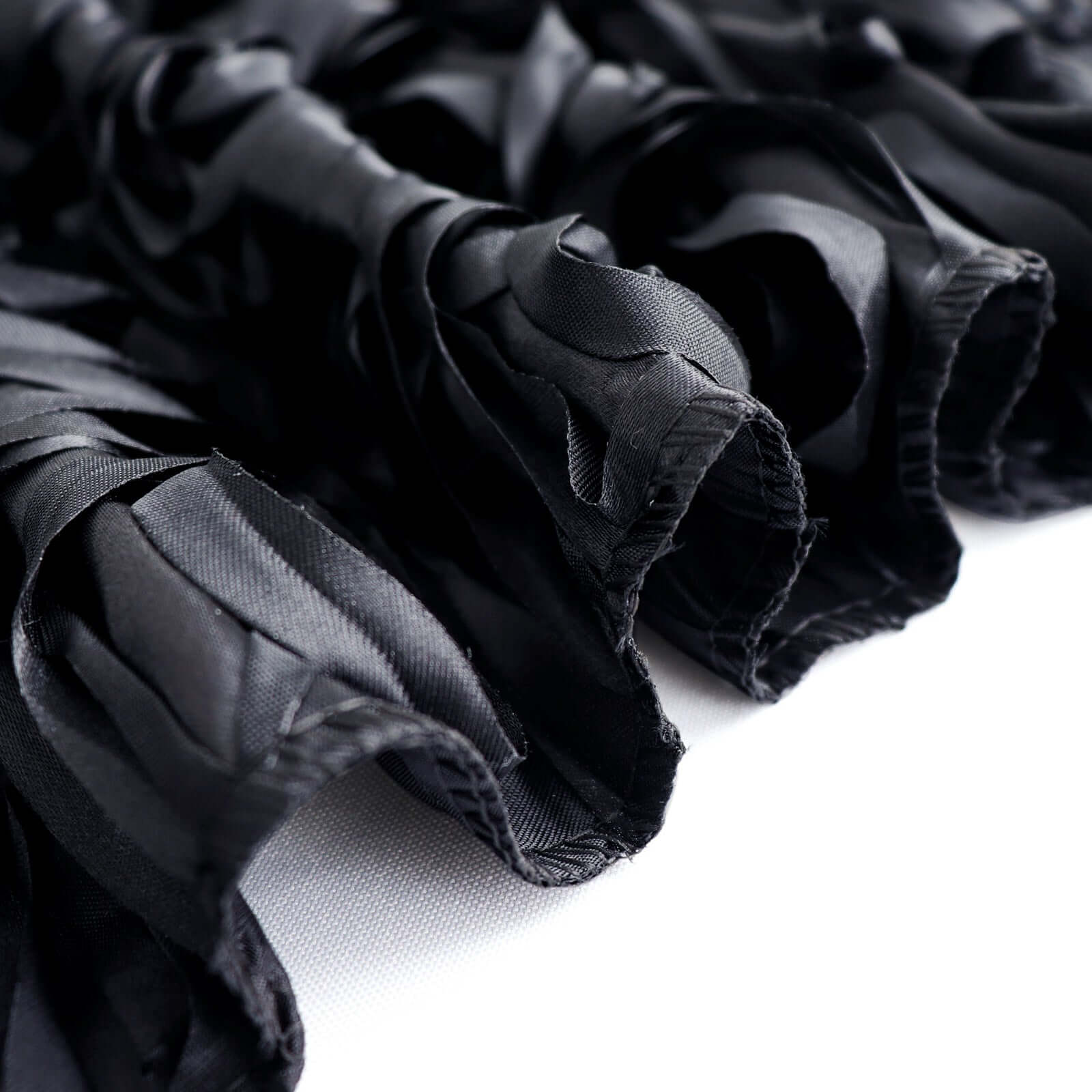 8ftx8ft Black Satin Rosette Event Curtain Drapes, Backdrop Event Panel - Bell Racket Store