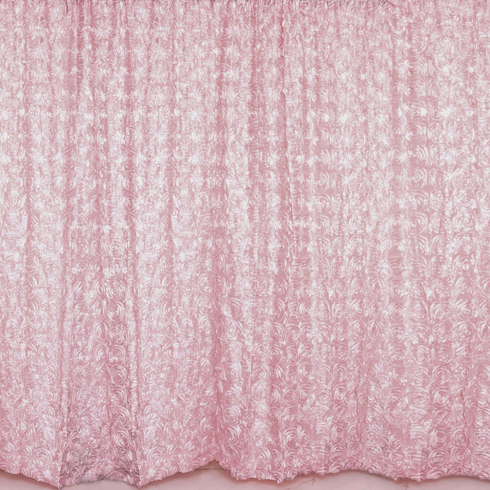 8ftx8ft Blush Satin Rosette Event Curtain Drapes, Backdrop Event Panel - Bell Racket Store