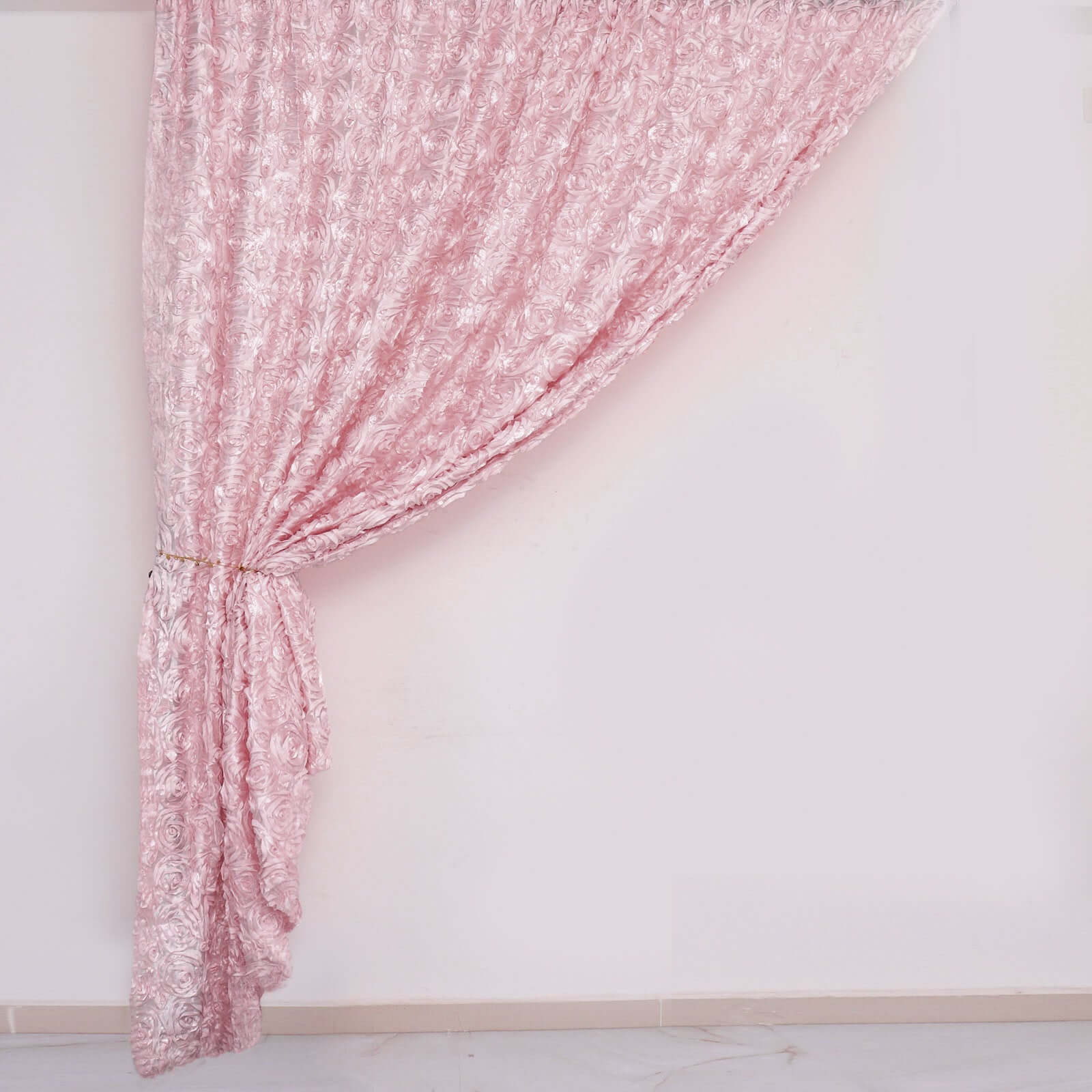 8ftx8ft Blush Satin Rosette Event Curtain Drapes, Backdrop Event Panel - Bell Racket Store