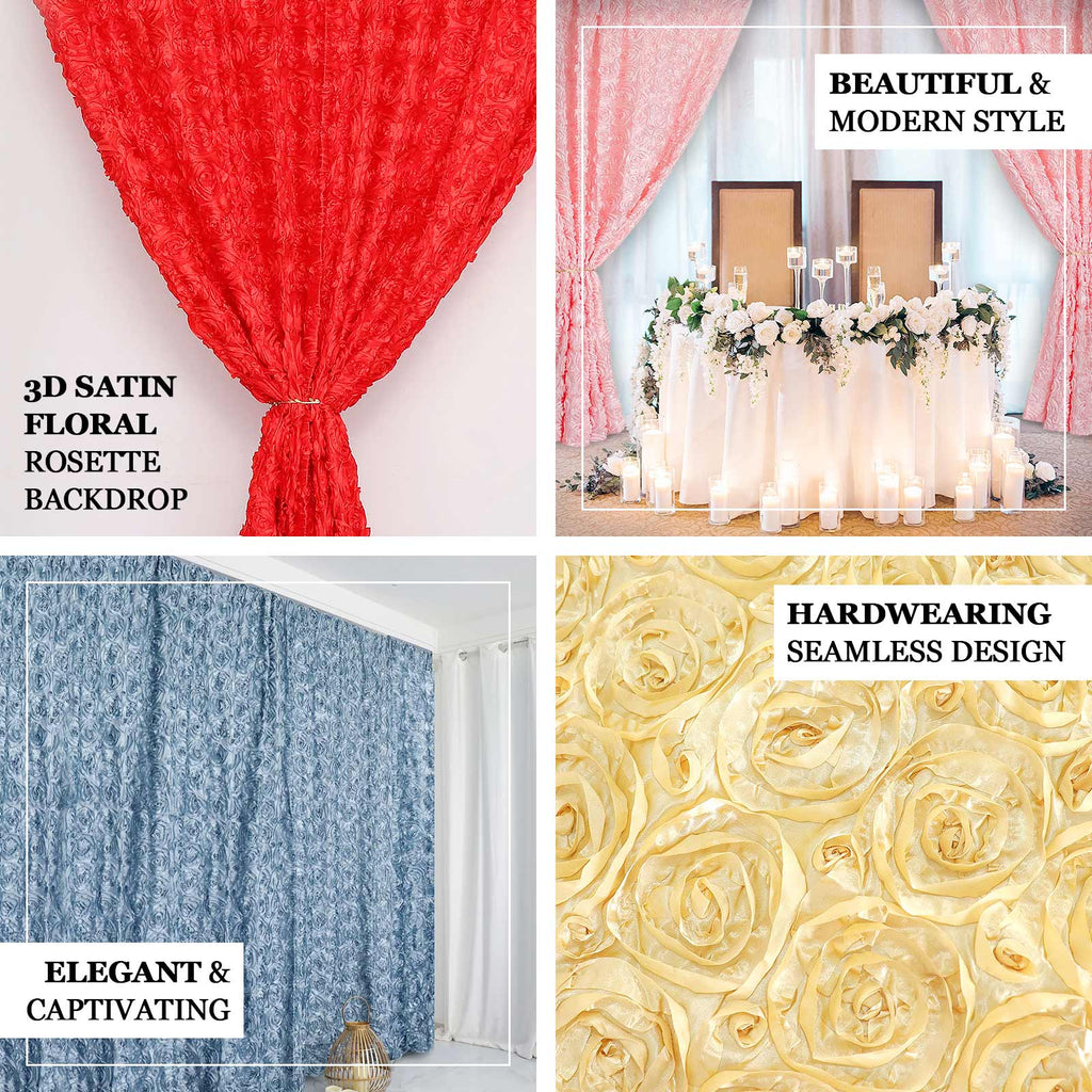 8ftx8ft Blush Satin Rosette Event Curtain Drapes, Backdrop Event Panel - Bell Racket Store