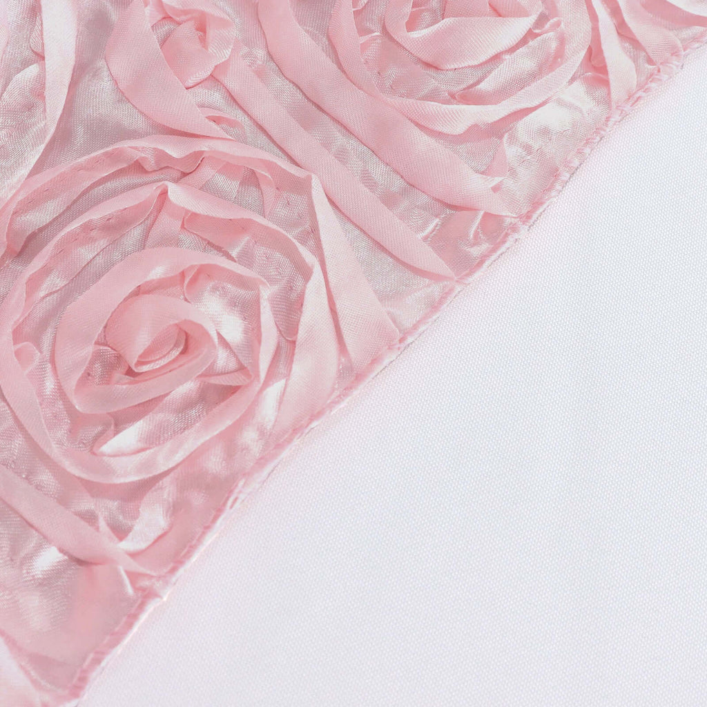 8ftx8ft Blush Satin Rosette Event Curtain Drapes, Backdrop Event Panel - Bell Racket Store