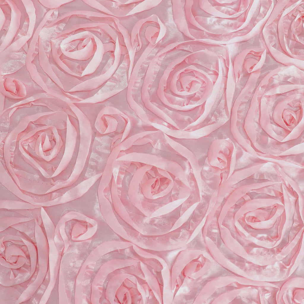 8ftx8ft Blush Satin Rosette Event Curtain Drapes, Backdrop Event Panel - Bell Racket Store