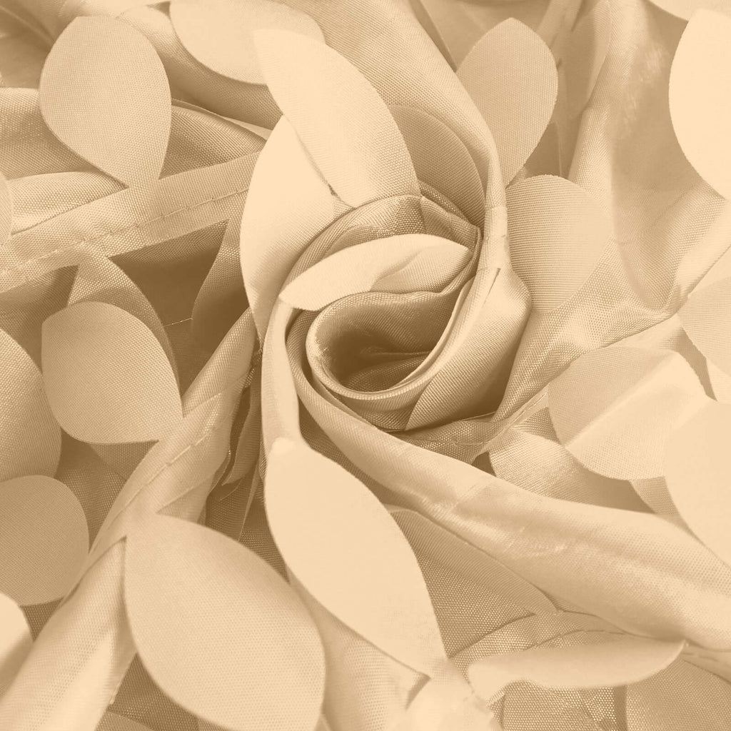 8ftx8ft Champagne 3D Leaf Petal Taffeta Event Curtain Drapes, Backdrop Event Panel With Rod Pocket - Bell Racket Store