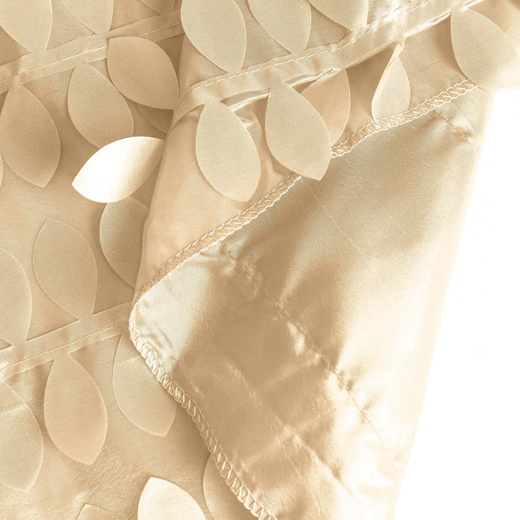 8ftx8ft Champagne 3D Leaf Petal Taffeta Event Curtain Drapes, Backdrop Event Panel With Rod Pocket - Bell Racket Store