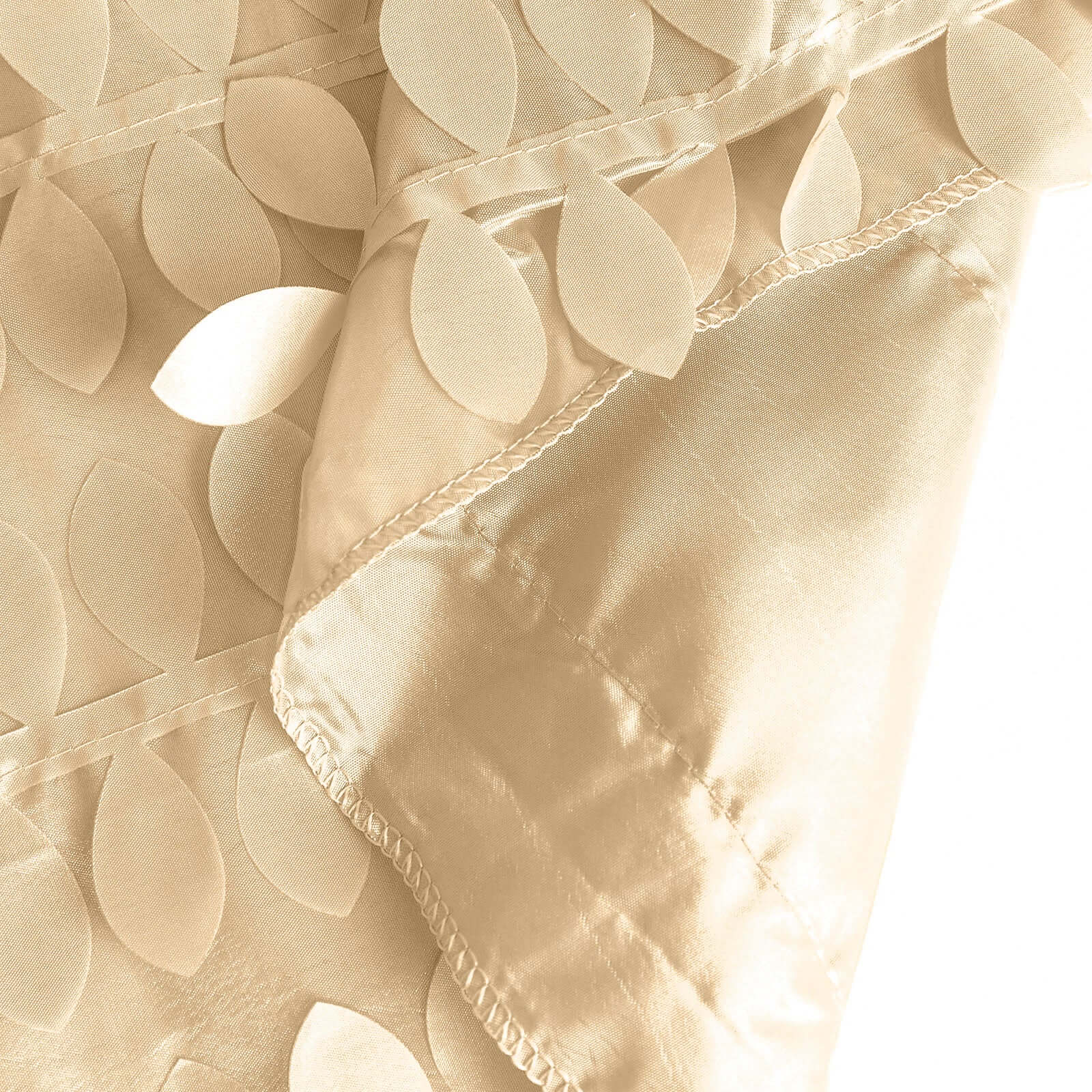 8ftx8ft Champagne 3D Leaf Petal Taffeta Event Curtain Drapes, Backdrop Event Panel With Rod Pocket - Bell Racket Store