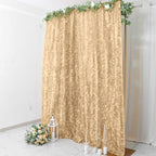 8ftx8ft Champagne 3D Leaf Petal Taffeta Event Curtain Drapes, Backdrop Event Panel With Rod Pocket - Bell Racket Store