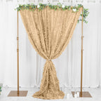 8ftx8ft Champagne 3D Leaf Petal Taffeta Event Curtain Drapes, Backdrop Event Panel With Rod Pocket - Bell Racket Store