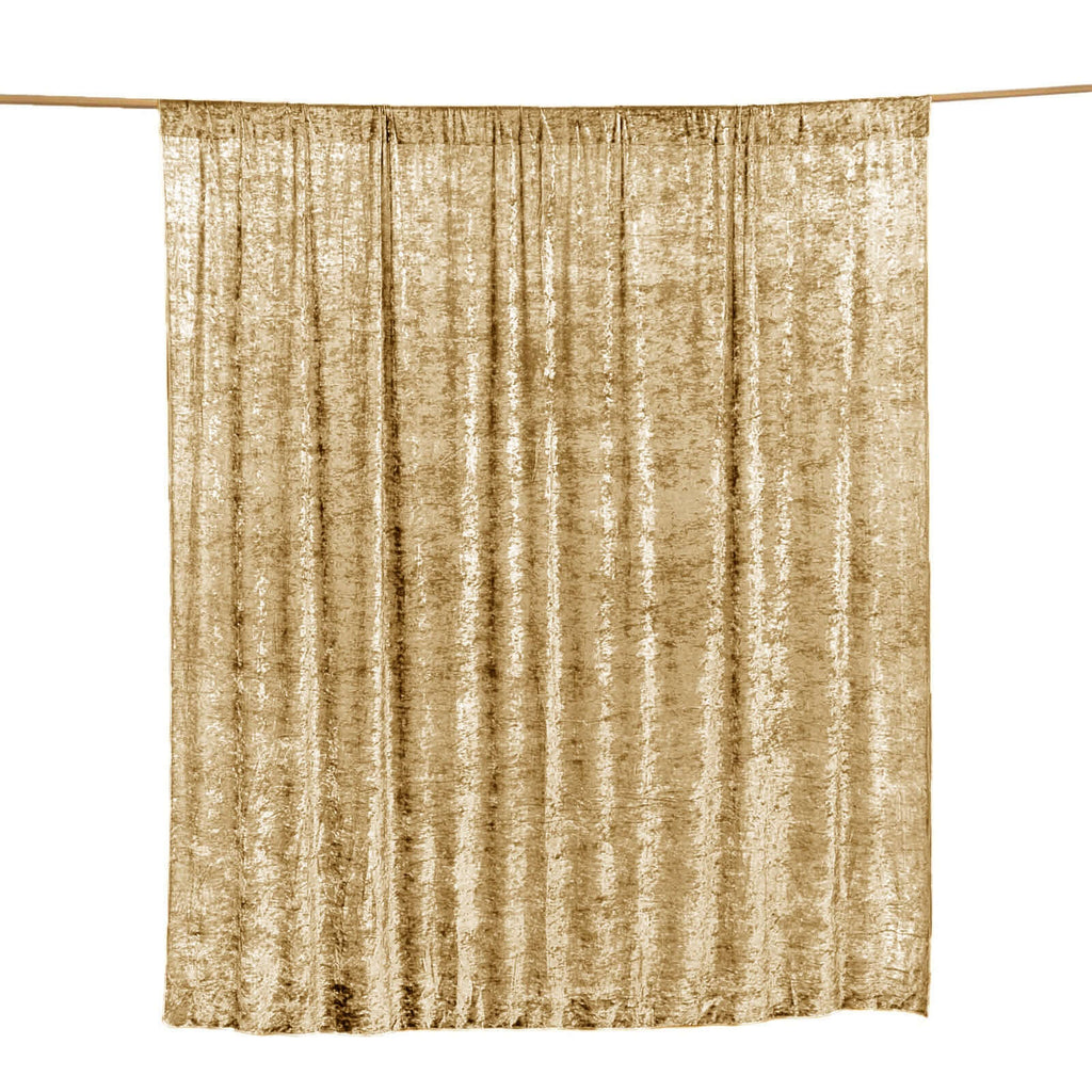 Champagne Crushed Velvet Backdrop Curtain â€“ 8ft x 8ft Event Drape with Rod Pocket, Privacy Panel for Photo Booths & Events