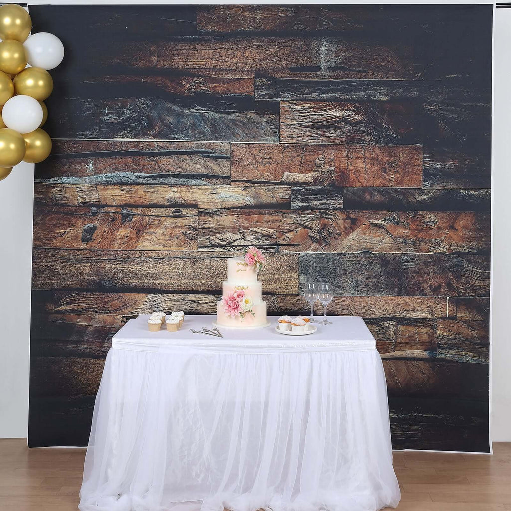 8ftx8ft Dark Brown 3D Wood Panel Vinyl Party Photography Backdrop, Photo Shoot Natural Background - Bell Racket Store
