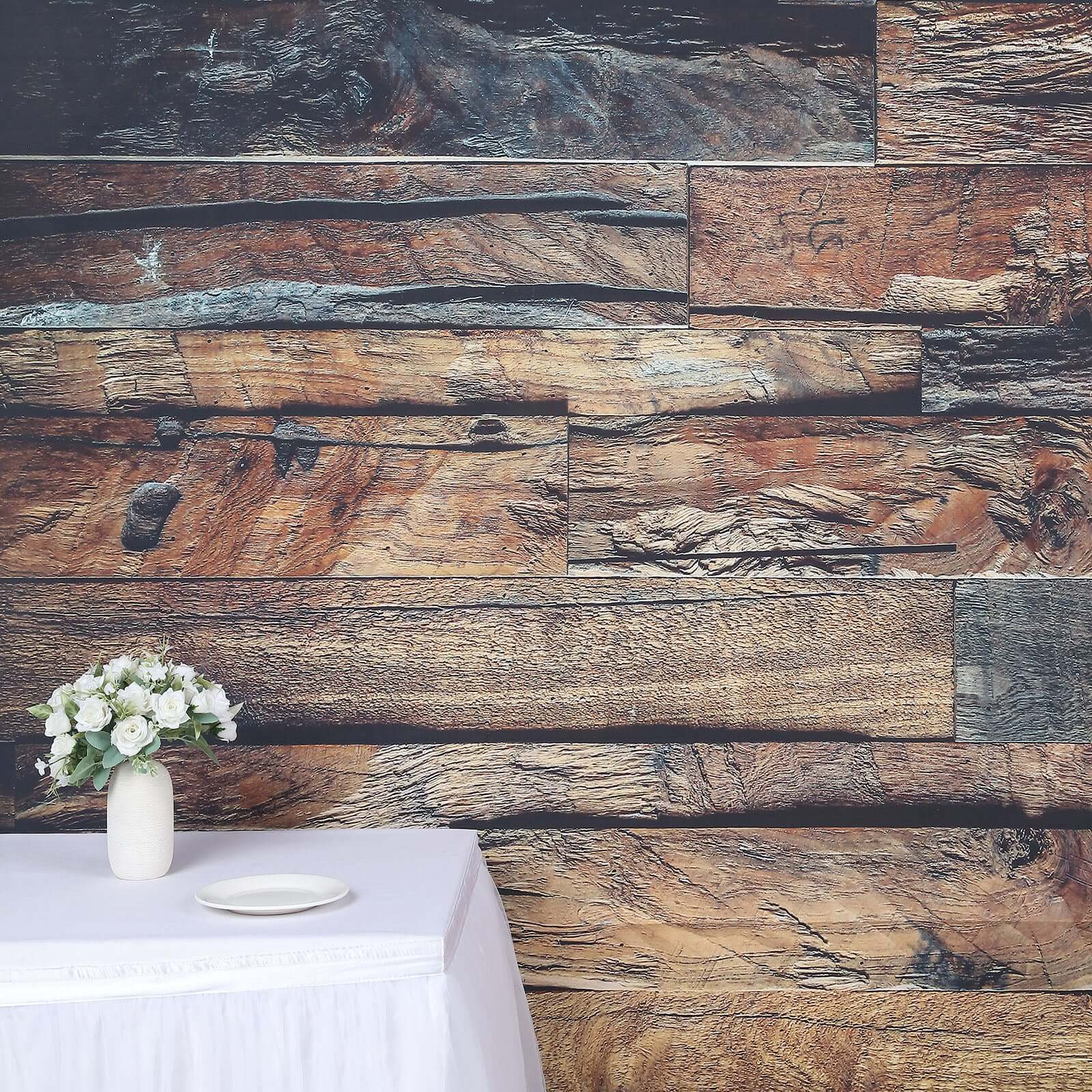 8ftx8ft Dark Brown 3D Wood Panel Vinyl Party Photography Backdrop, Photo Shoot Natural Background - Bell Racket Store