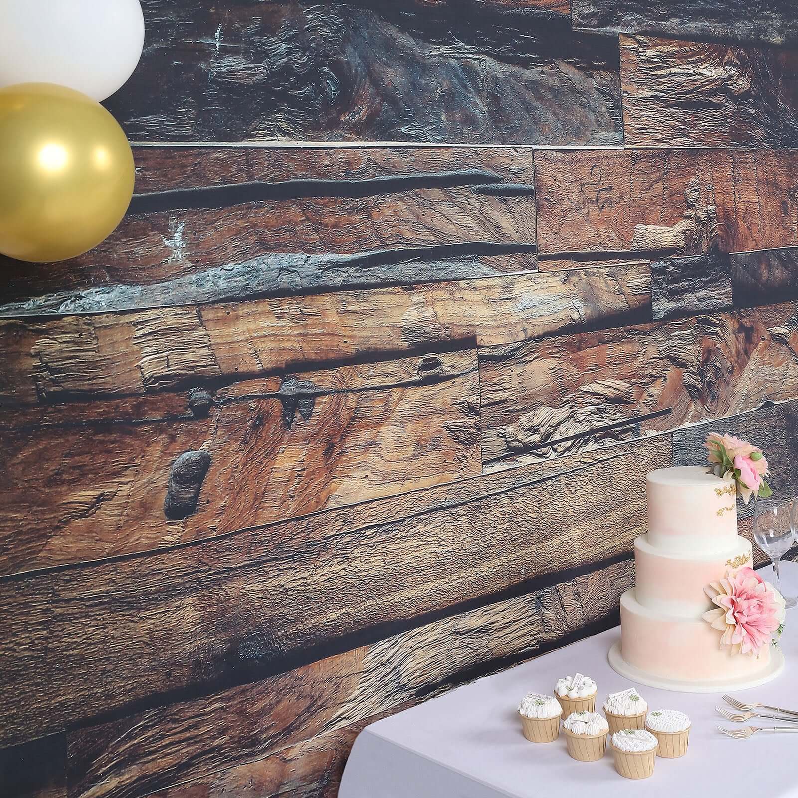 8ftx8ft Dark Brown 3D Wood Panel Vinyl Party Photography Backdrop, Photo Shoot Natural Background - Bell Racket Store