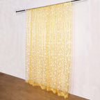8ftx8ft Gold Embroider Sequin Event Curtain Drapes, Sparkly Sheer Backdrop Event Panel With Embroidery Leaf - Bell Racket Store