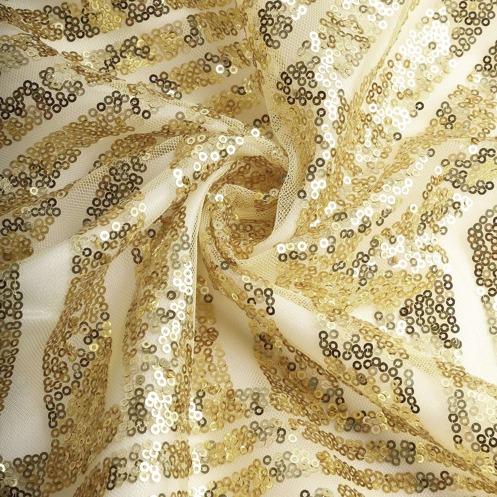 8ftx8ft Gold Geometric Sequin Event Curtain Drapes with Satin Backing, Seamless Opaque Sparkly Backdrop Event Panel in Diamond Glitz Pattern - Bell Racket Store