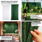 8ftx8ft Green Fringe Shag Polyester Event Drapery Panel, Minky Fabric Divider Backdrop Curtain - Bell Racket Store